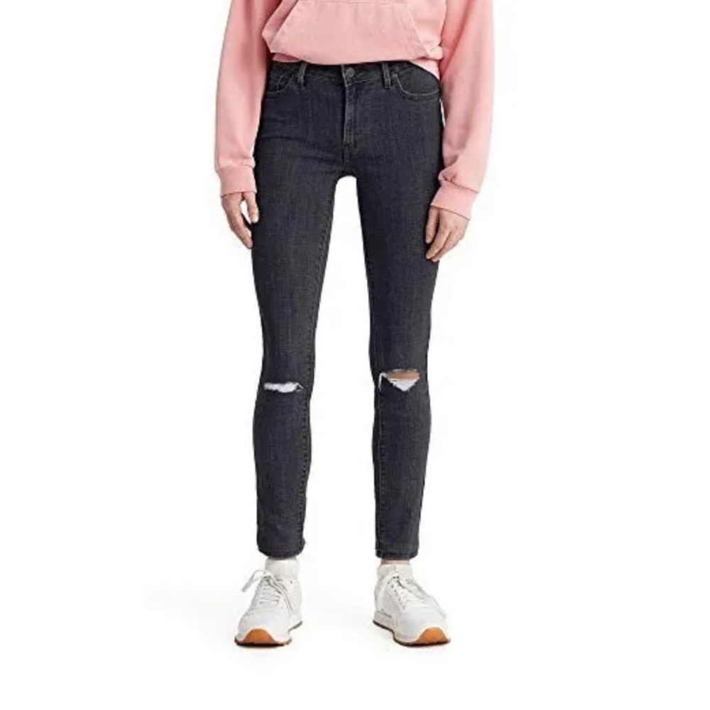 LEVI’S Women’s 721 High Rise Skinny Jeans - distressed black, size W29 L28 - Picture 1 of 12